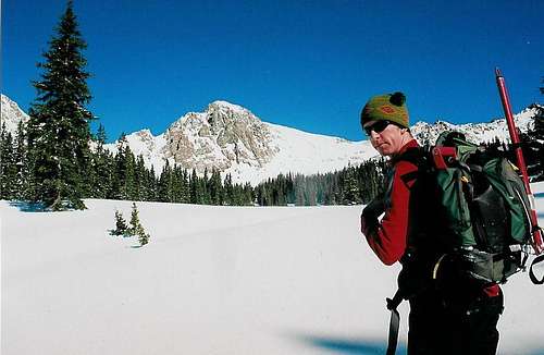 Timmy in front of Grand Traverse Peak