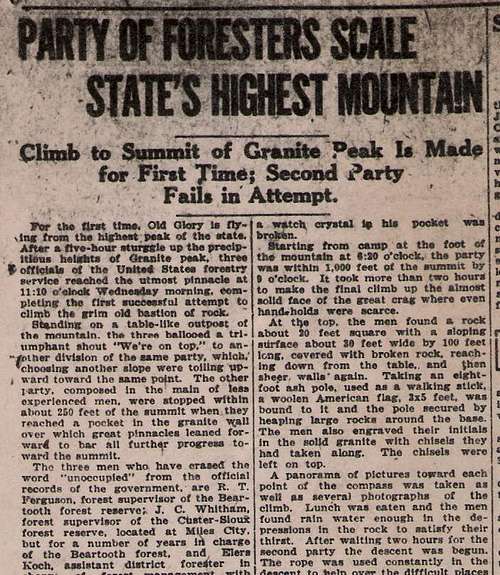 Newspaper Article of First Ascent