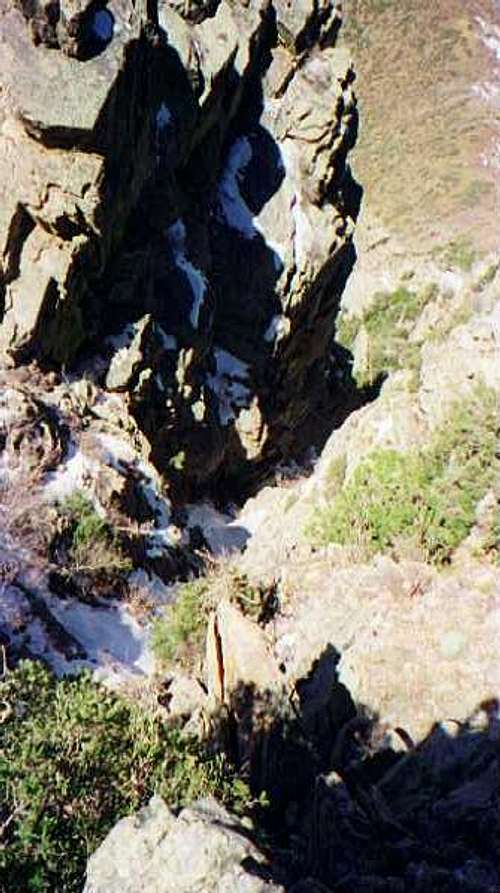 Looking down the Scree Chute