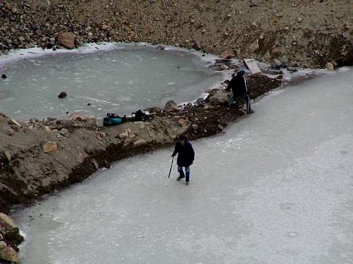 Inspecting the ice (April 2002)