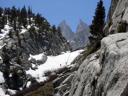 Two climbers headed to Lower Boyscout lake
