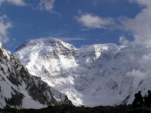Pobeda's north face from base camp
