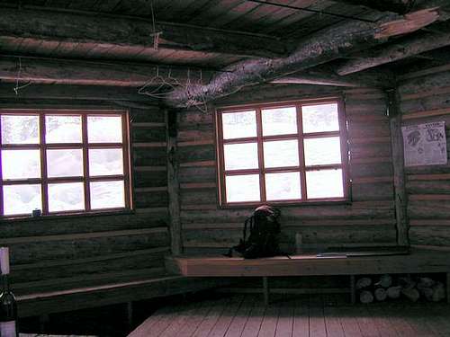 Inside view of Maiden peak shelter.