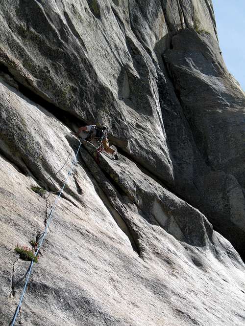 Eric McGee Works Up The First Pitch Of Bear Claw Headwall