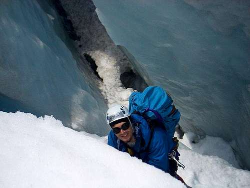 Prussiking in a Crevasse