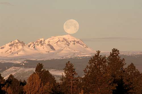 Sunrise and Moonset on South Sister
