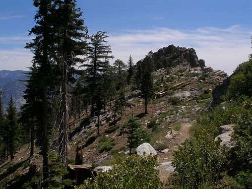 A rocky outcrop along the trail