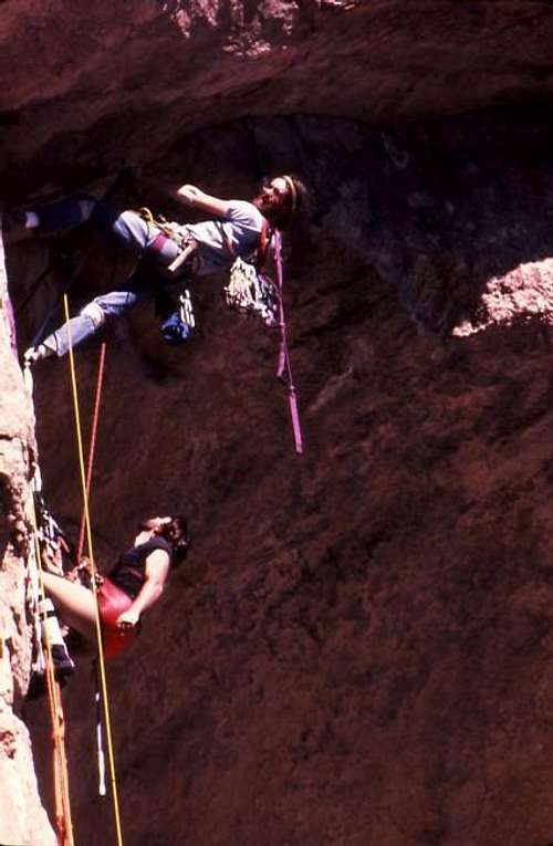 Sling belay at the start of...