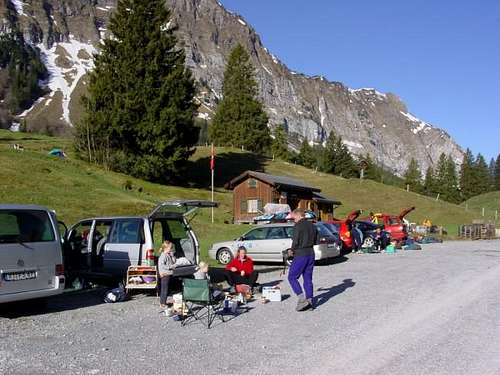 The climbers campsite at the...
