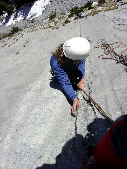 Climbing on water grooves at...