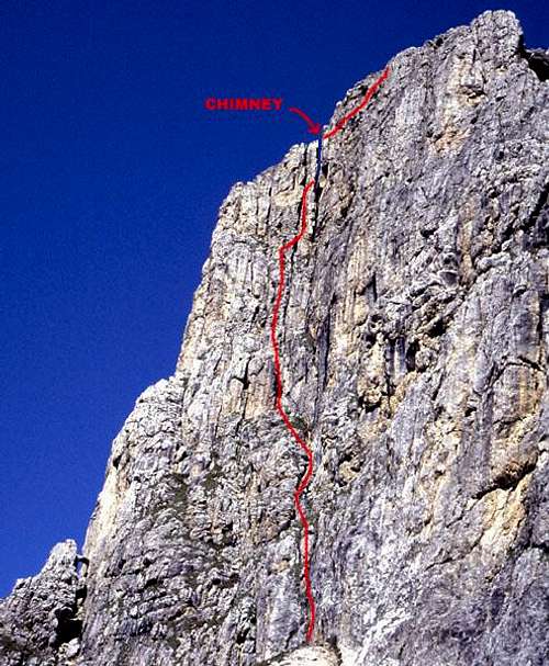 Kostner Route (III+), First Sella Tower