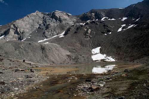 Suldenspitze, 3rd summit from the left, seen near Rifugio Pizzini