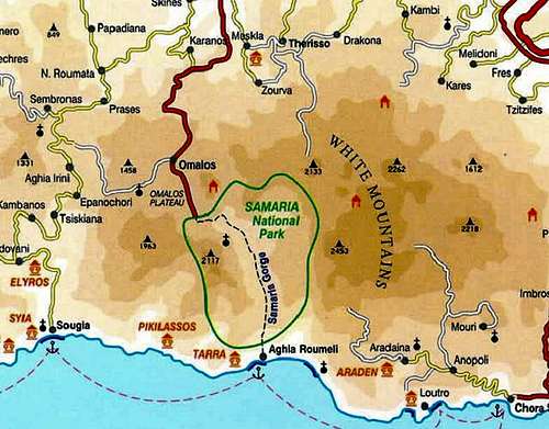 Map of the Samaria Gorge