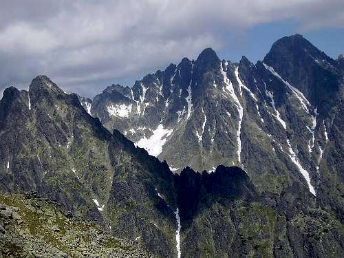 ridge of Prostredny hrot and Lomnicky stit