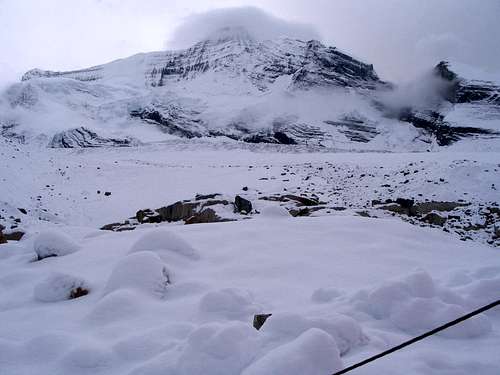 Snow at camp