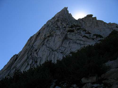 The glowering NE face of Cathedral Peak