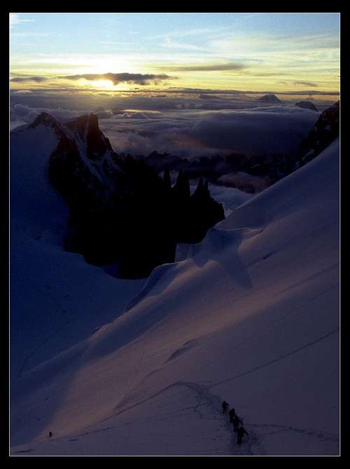 Sunrise above Mount Blanc du Tacul