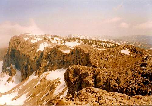 The long ridgeline between the 2peaks.Portaris is at the upper centre of the photo