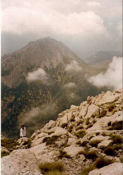View of Pyrgos peak(2066m) from Pyramida.Among them Lazorema ravine