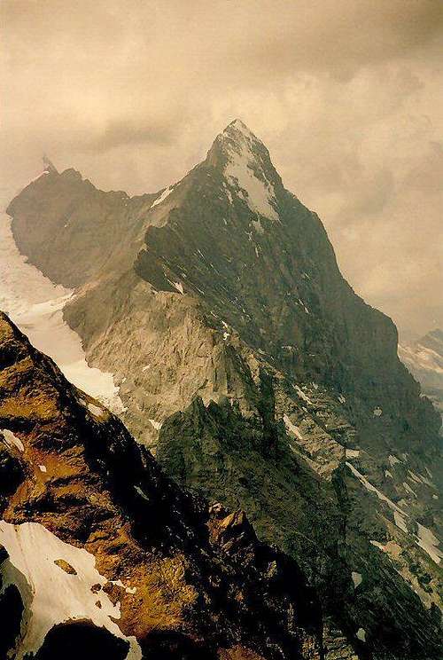 Eiger seen from the summit of Wetterhorn