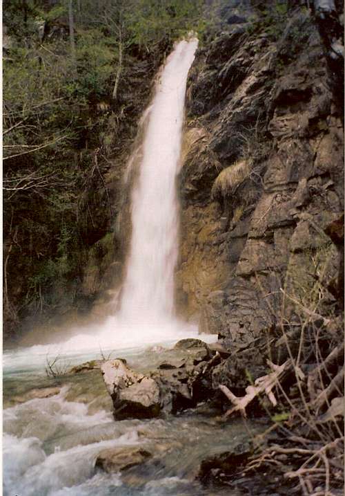 Gorgeous waterfall near Iliochori village at the NE side of the mountain