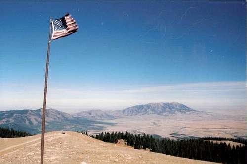 Flag flying high on Kennaday Peak