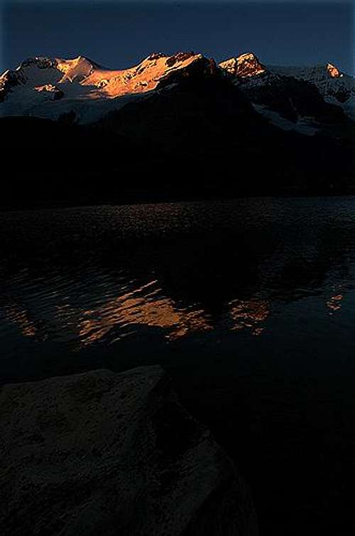 Sunrise on Mount Athabasca and Mount Andromeda