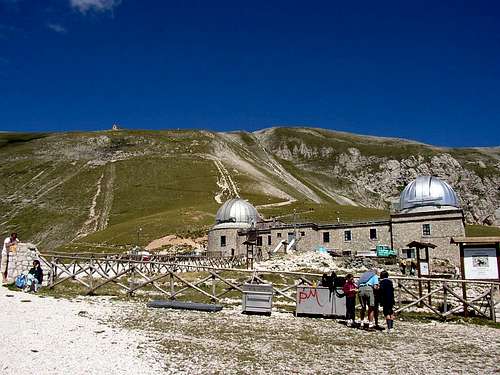 Refuge Abruzzi on top, and astronomic observatory of Campo Imperatore