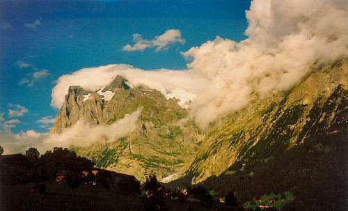 Wetterhorn and Eiger in clouds