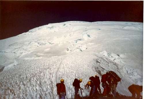 Other climbers at the top of Disappointment Cleaver, Mt. Rainier,  August 1986