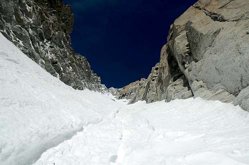 View up Jager couloir from approximately halfway up