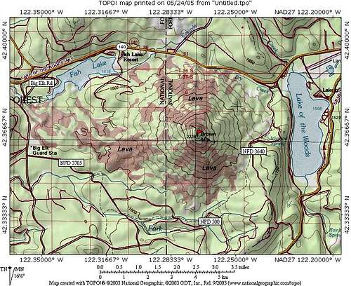 Map of Brown Mtn Area