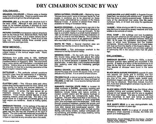 Dry Cimarron Scenic By Way (Descriptions)
