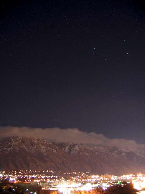 Orion above Y Mountain at night