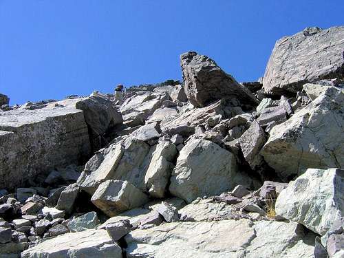 Pic #11 - Boulders above the notch, then easy to the top...