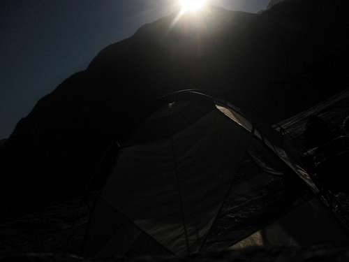 Tenting at the top under Moon Light