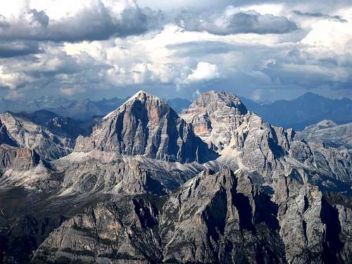 Dolomites of Cortina seen from Monte Civetta.