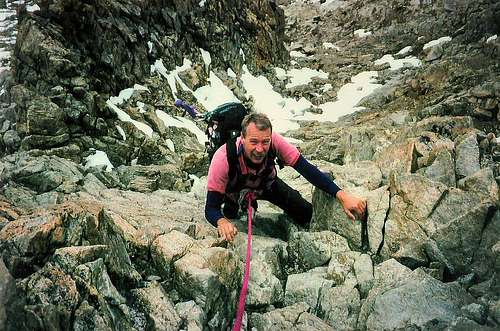 Hans climbing on the SW-ridge