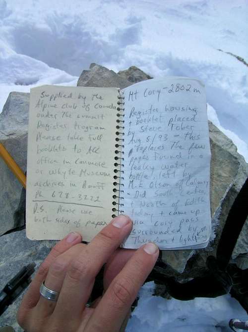 Mt Cory register, Banff