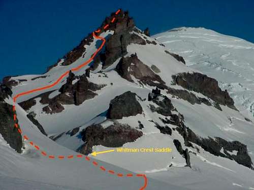 The route up Little Tahoma as...