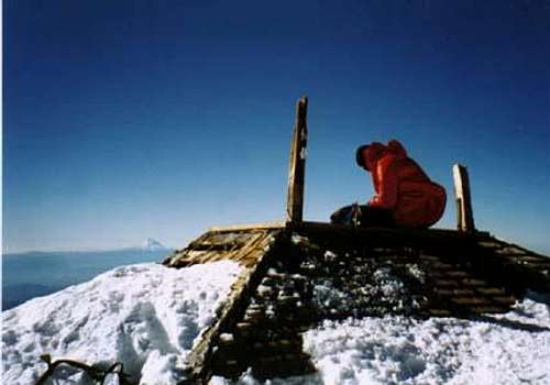 Old miner's hut on the summit.