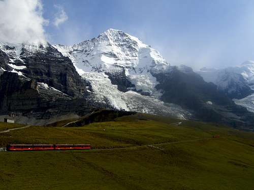 Mönch with Jungfraujoch-train