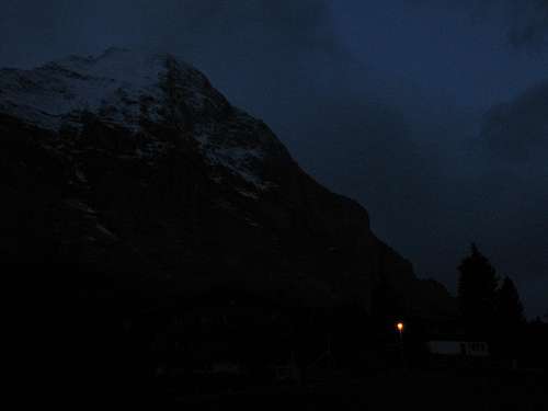 Eiger north side by night