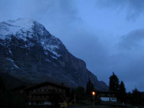 Eiger north face in the late evening