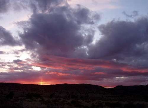 The sun sets over the Mojave