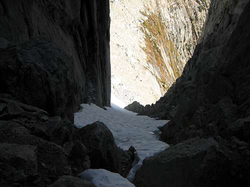 Looking down the left couloir on North Peak