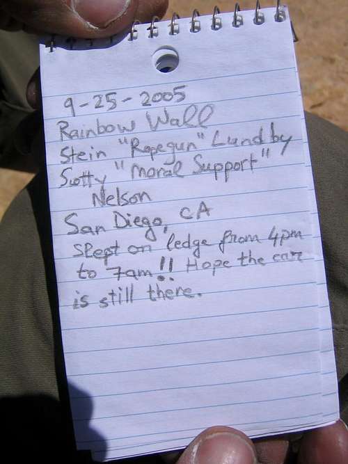 Our summit log entry.