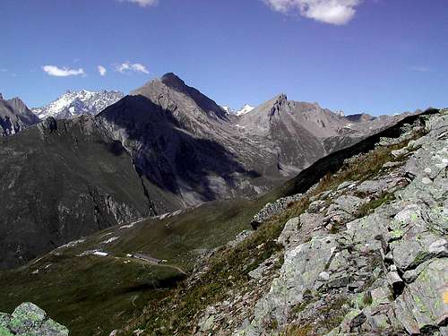 The ridge including  Grande Rochère and  Aiguille de Bonalè from Punta Fetita