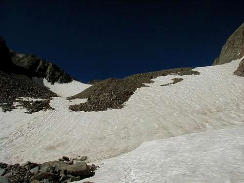 The snowfield just above the...