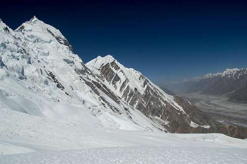Bal Chhish peaks to the west as viewed from high camp at 5150m